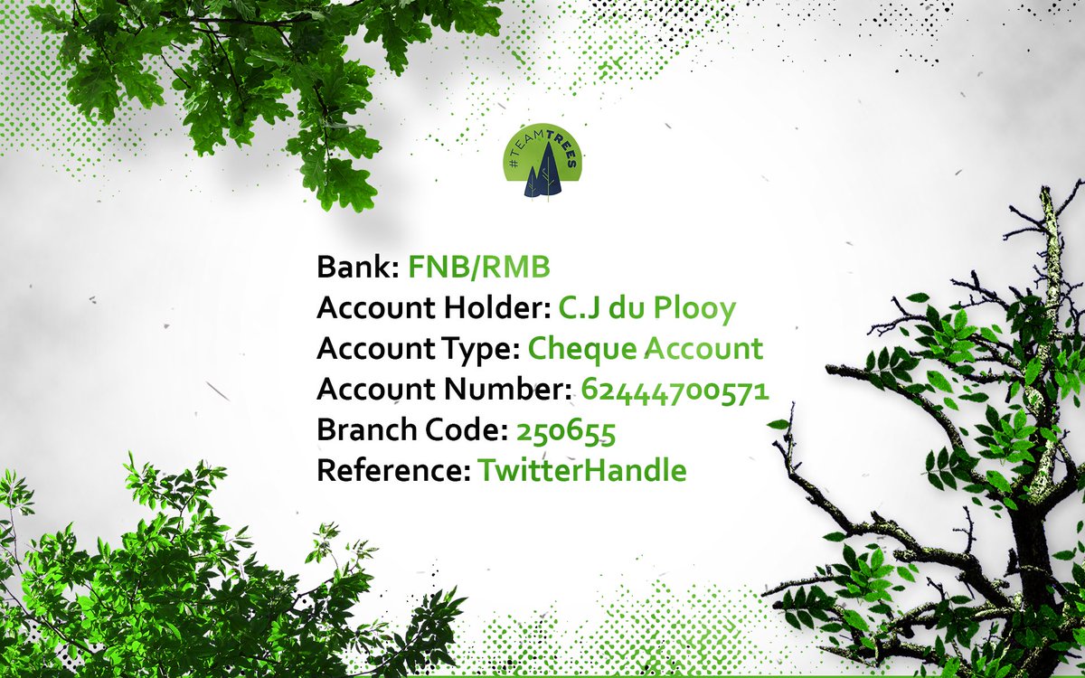 🌳ALERT🌳

We are proud to begin a campaign with ZA esports. 

A fund raiser for the planting of trees. We will be sending the complete sum of money towards <a href="/arborday/">Arbor Day Foundation</a> by the end of 31 December 2019.

This is purposely to display us globally and show a small community helps.