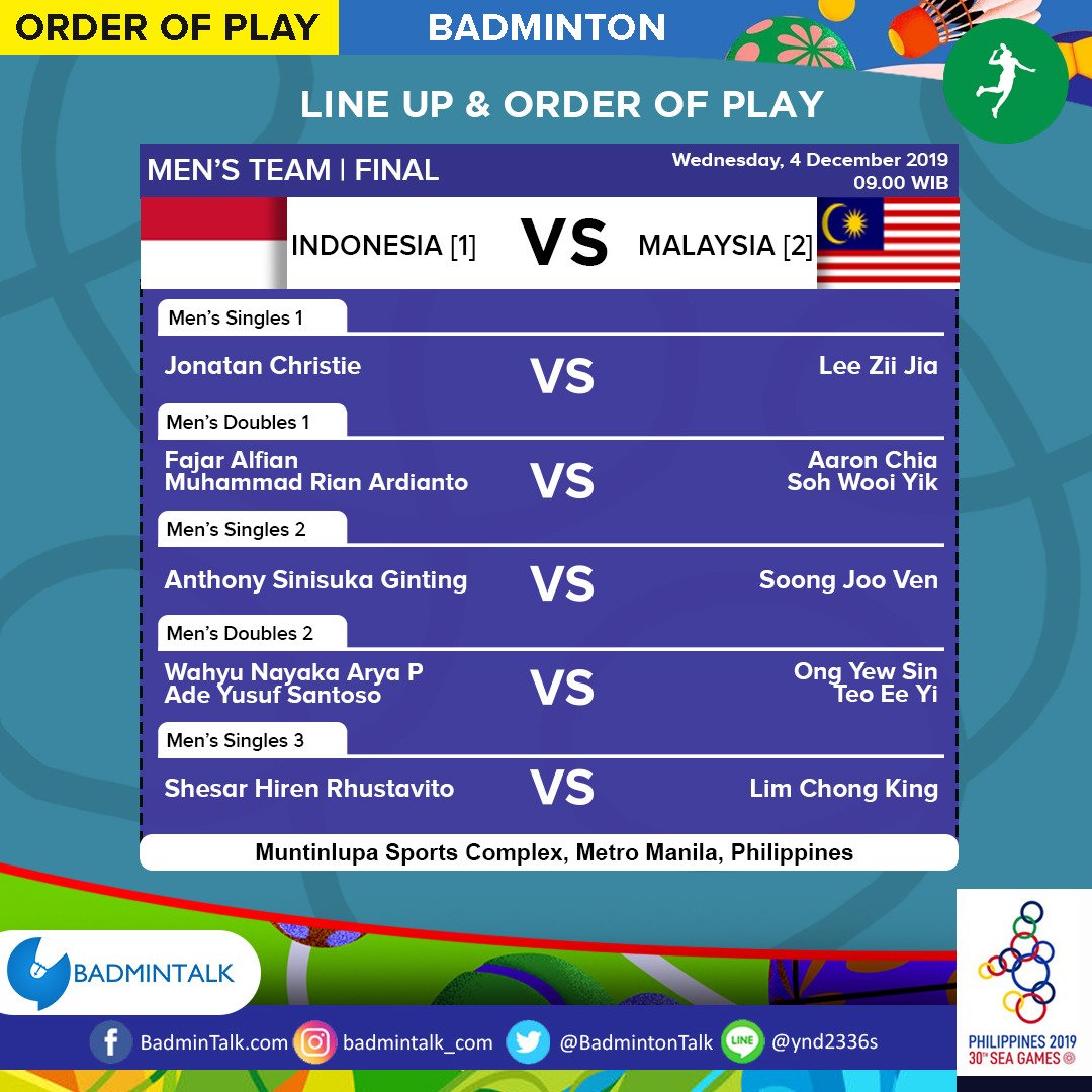 Indonesia badminton malaysia vs Jadwal Badminton