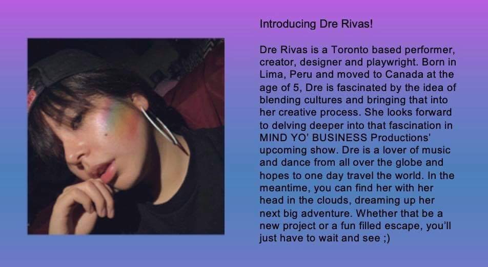 DTFestival's tweet photo. Our 4th year Devised Theatre class is back with another #MeetTheCompanyMonday 

Give a big hello to our girl, Dre Rivas - company member, lighting designer and performer from Mind Yo’ Business Productions!! https://t.co/xXioI0OeqG