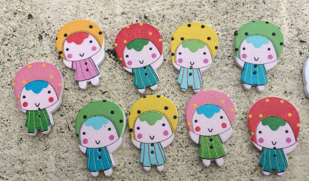 BeadsBitznBopz's tweet photo. 6 Mixed colourful Girl Character Shaped Wooden Buttons | 20mm x 30mm | for crafts, sewing, scrapbook and more https://t.co/XmFoRsmA34 #Etsyireland #Etsy #BeadsBitznBopz #BigButtons https://t.co/IGmckGhPGz