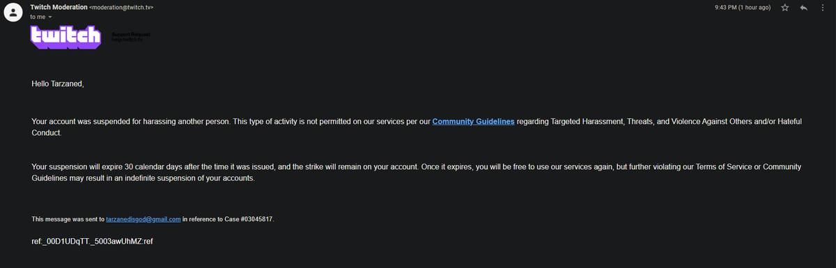 tarzaned's tweet photo. Waited several days for an automated response I guess.
First offense in 4 years of streaming and they won't give me an actual answer. https://t.co/FTRob2fP0W