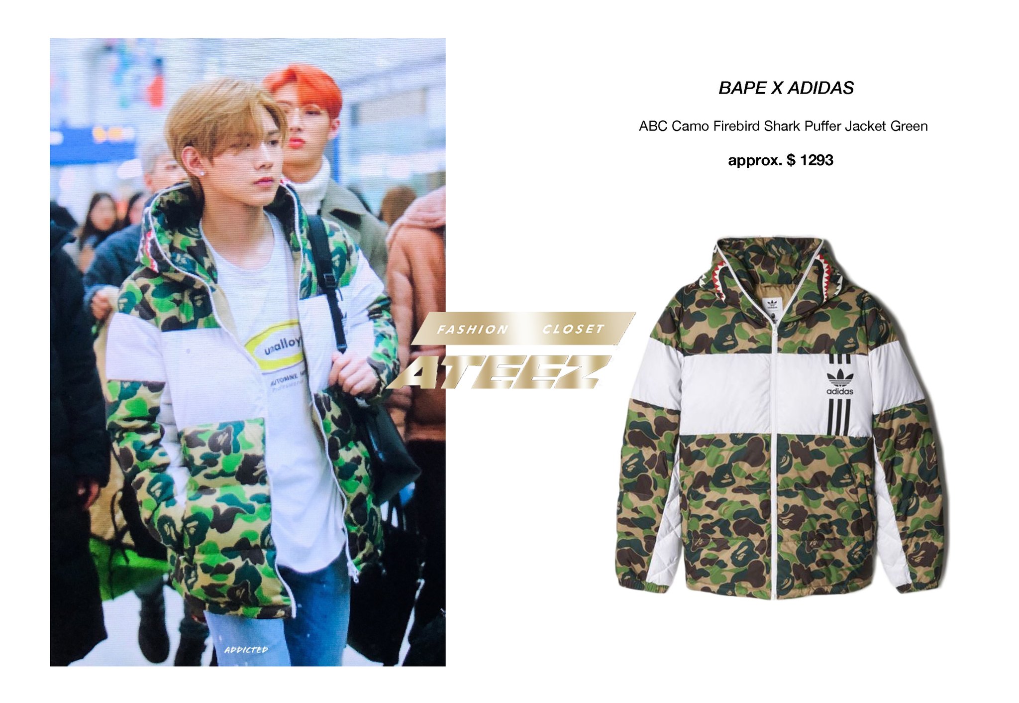 bape x adidas abc camo firebird shark puffer jacket