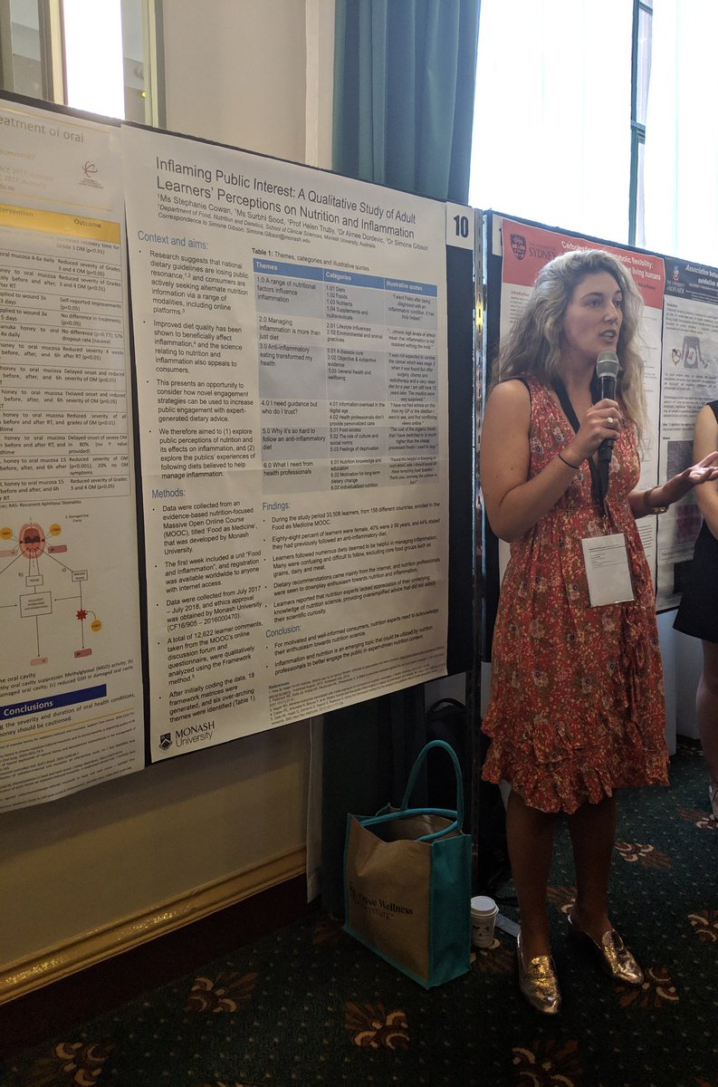 The public is interested in the relationship between #nutrition and #inflammation. Steph explained that nutritionists and dietitians can use this to engage the public in expert-driven advice. <a href="/MonashNutrition/">Monash Nutrition</a> <a href="/nutsocaus/">NSA</a> #nsaasm2019