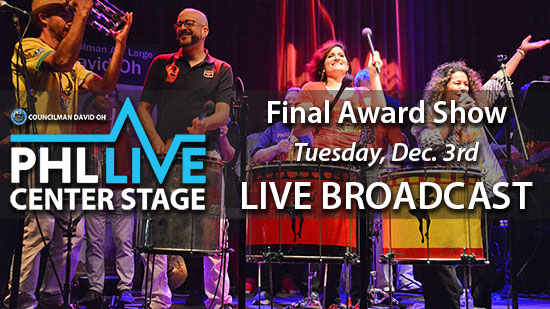 iradiophilly's tweet image. LIVE BROADCAST: PHL Live Center Stage Final Awards Show at World Cafe Live!, Tuesday Dec 3rd 8pm

LISTEN on our mobile apps or online: iradiophilly.com/phllive

Hosted by: KeithFromUpDaBlock and Dezzie
Performances by: American Dinosaur and Maimouna Youssef #phllive #philly