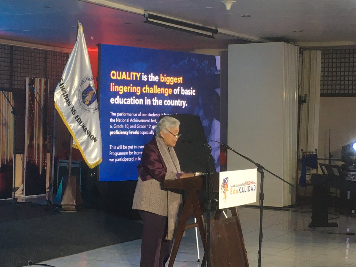 NOW: Education Secretary Leonor Briones leads the launch of Sulong EduKalidad, which signals DepEd's pivot of reforms from access to quality education. | via @jvrmateoSTAR
