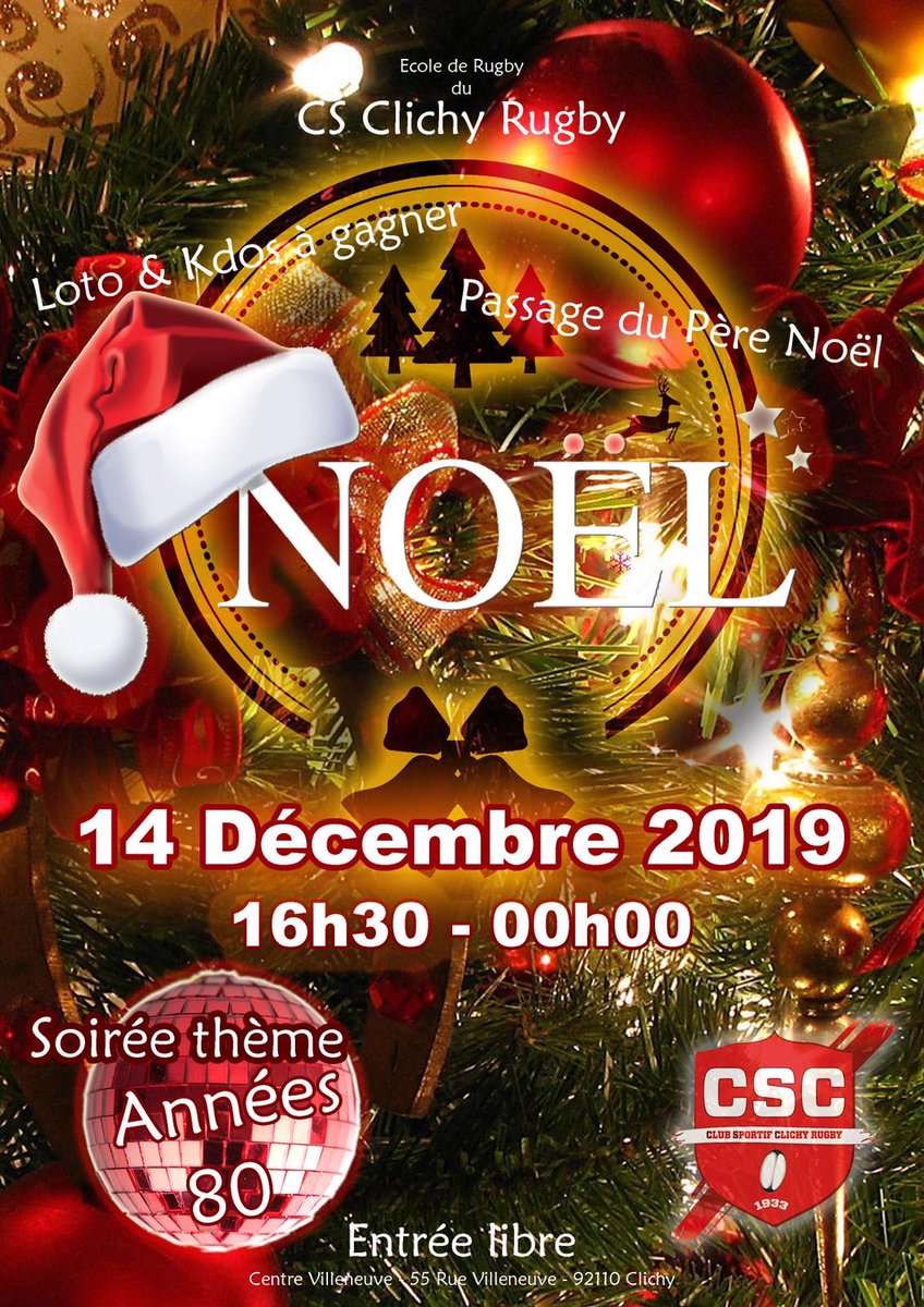 Cs Clichy Rugby On Twitter Le Noel De L Ecole De Rugby Se Fera Le Samedi 14 Decembre 2019 A 16h30 Au Centre Villeneuve 55 Rue Villeneuve 92110 Clichy Nouveaute Cette Annee