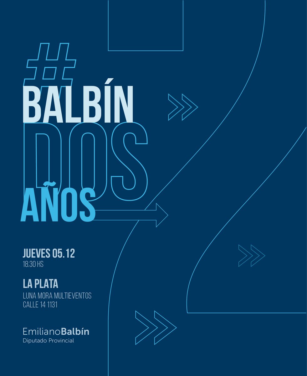 EmiBalbin's tweet photo. #Balbín2Años 🏛️📖🖥️

Porque los representantes debemos rendir cuentas por nuestro trabajo, este jueves presentamos mí informe de gestión de los dos años que llevo como legislador, y todo lo que se viene por delante. 

📆Jueves 05-Dic 🕡18:30hs
📌Calle 14 N 1131, La Plata https://t.co/sNpJA9QyEg