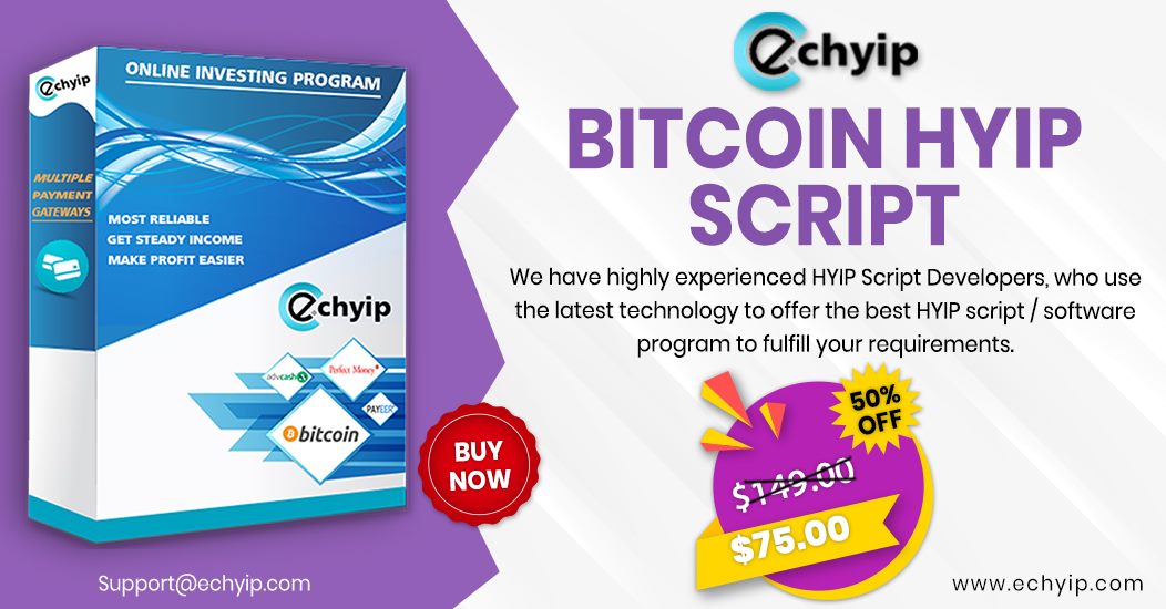 smith_allice's tweet image. If you are thinking to start an #HYIP_website, then #buy highly-secure, bug-free and well-organized #Bitcoin_HYIP_Script at a 50% #Discount from 
@ec_hyip, that makes your website more #stable and #responsive. 

Buy now 👉echyip.com

#HYIP_Script #HYIP_Combo_Packages
