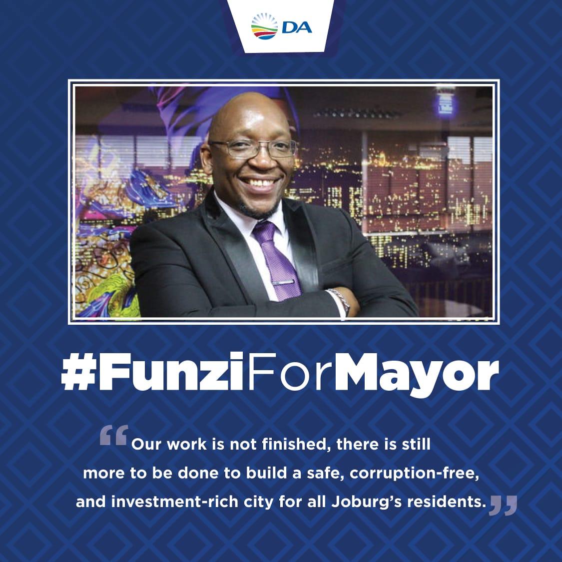 DAGauteng's tweet photo. This is the type of Leader Johannesburg needs, @FunzelaZA will continue the fight against corruption and continue to deliver to the residents of Johannesburg.

#FunziForMayor https://t.co/qCziniC7qo