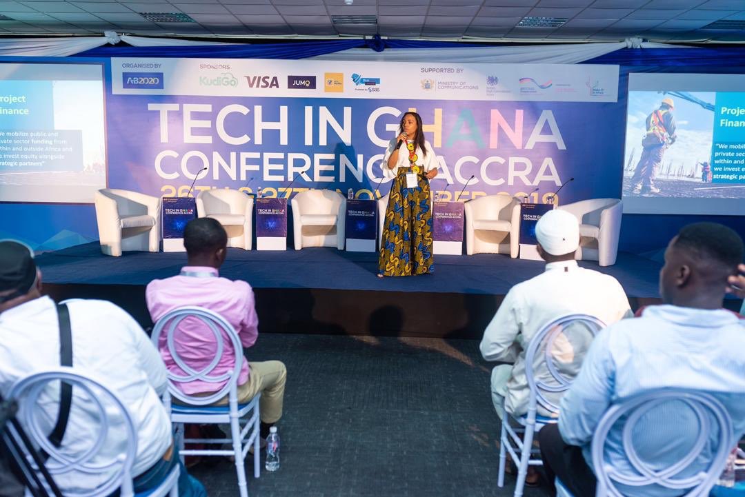 ICAfrica50's tweet image. The recent @TechinGhana event provided a great platform for @Africa50’s @tchibota_fleur to present the first #A50ichallenge to an attentive audience. Attendees had the opportunity to ask questions. #TechinGh19 @SocialAfrobytes