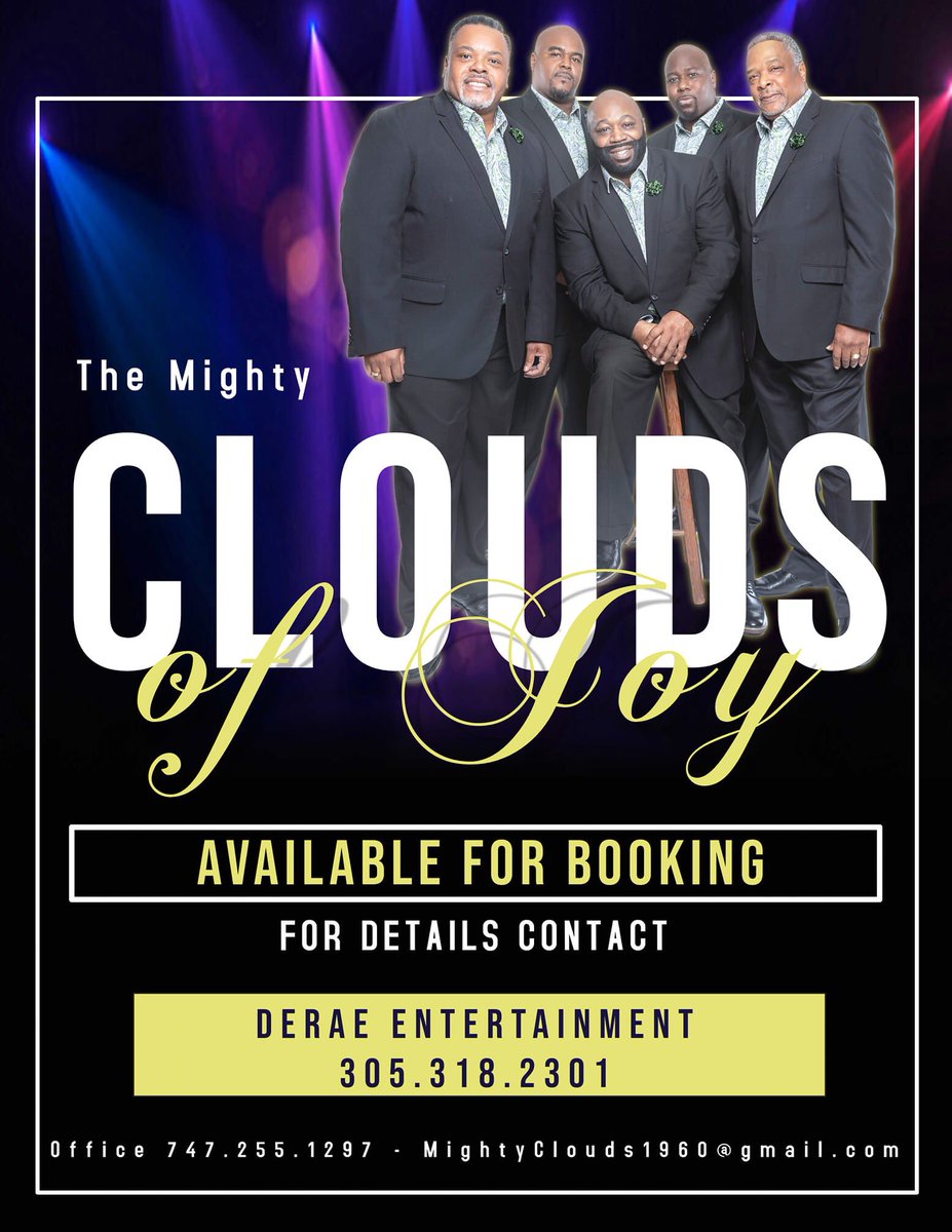 Terryaoneal's tweet image. Book the Next Edition of the Clouds Coming to a City Near You God Bless🎤🎸🎹🎷🎼💕 #MightyCloudsOfJoy