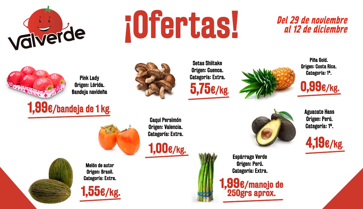 frutasvalverde's tweet photo. ¡Buenos días #Frutimaníaco! ¿Aún no te has pasado por tu #FrutasValverde de confianza a por sus #FrutiOfertas? ¡Corre a por ellas! ⬇😋⬇😋
#CalidadValverde https://t.co/5XvUDrjAF1