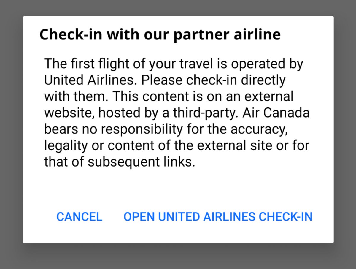 11thPresident's tweet photo. Hey @AirCanada and @united this has to stop... There's no reason for this! One of you needs to allow me to check in via app. https://t.co/Gvo4EbzdjO