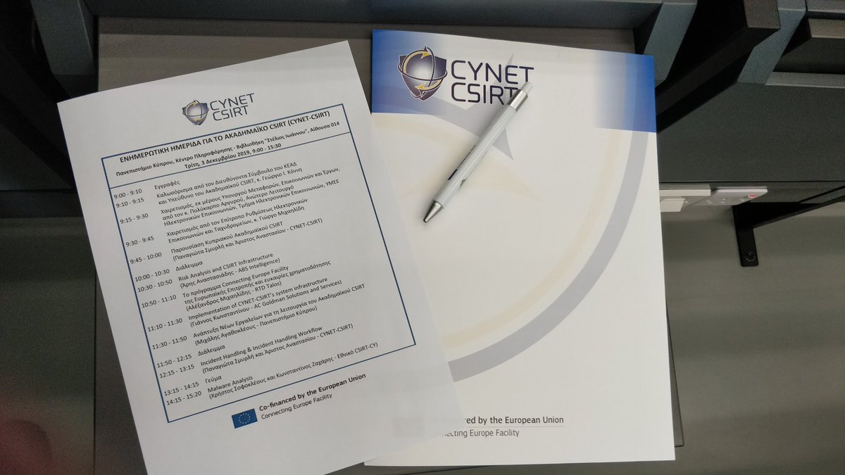 CyNetCSIRT's tweet image. Our first informative/training event is #HappeningNow in University of Cyprus (@UCYOfficial). We are informing our members of our newly found CSIRT team and accompanied services that we plan to offer. #CyberSecurity. @inea_eu