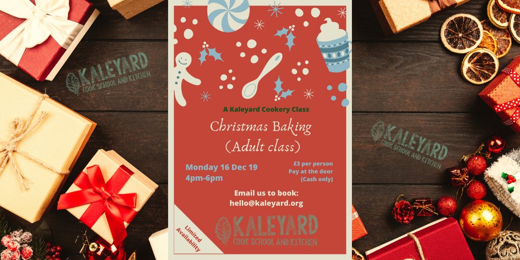 Our second community cookery class is all about learning to bake those festive treats.  Join us to learn all the ins and outs of Christmas Baking. Spaces are very limited, so please email hello@kaleyard.org to book before we run out!

#glasgowcommunity #baking #ChristmasIsComing