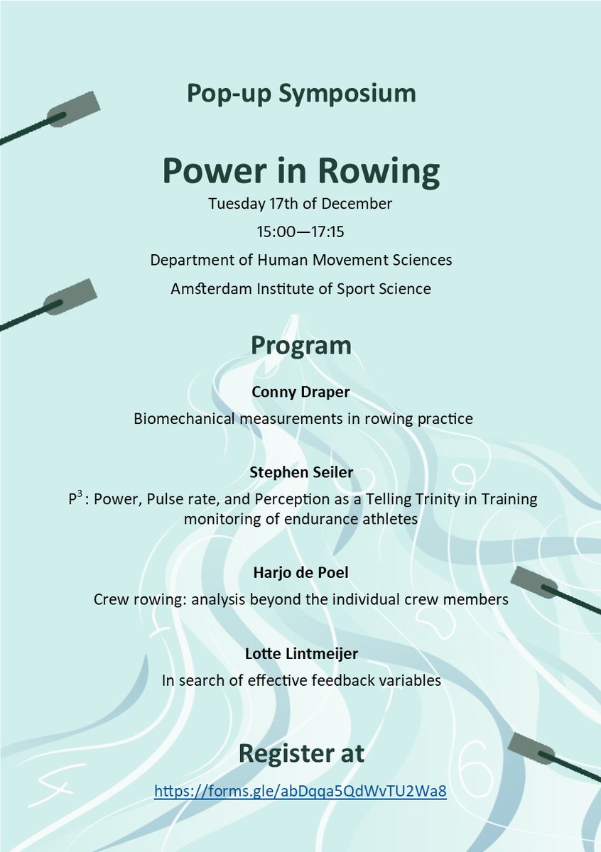 rowingscience's tweet photo. Dinsdag 17 december is er een pop-up symposium met interessante sprekers die praktijk en wetenschap van het roeien combineren  er zijn nog beperkt plekken beschikbaar dus schrijf je snel in! https://t.co/ONb3wXfxHu