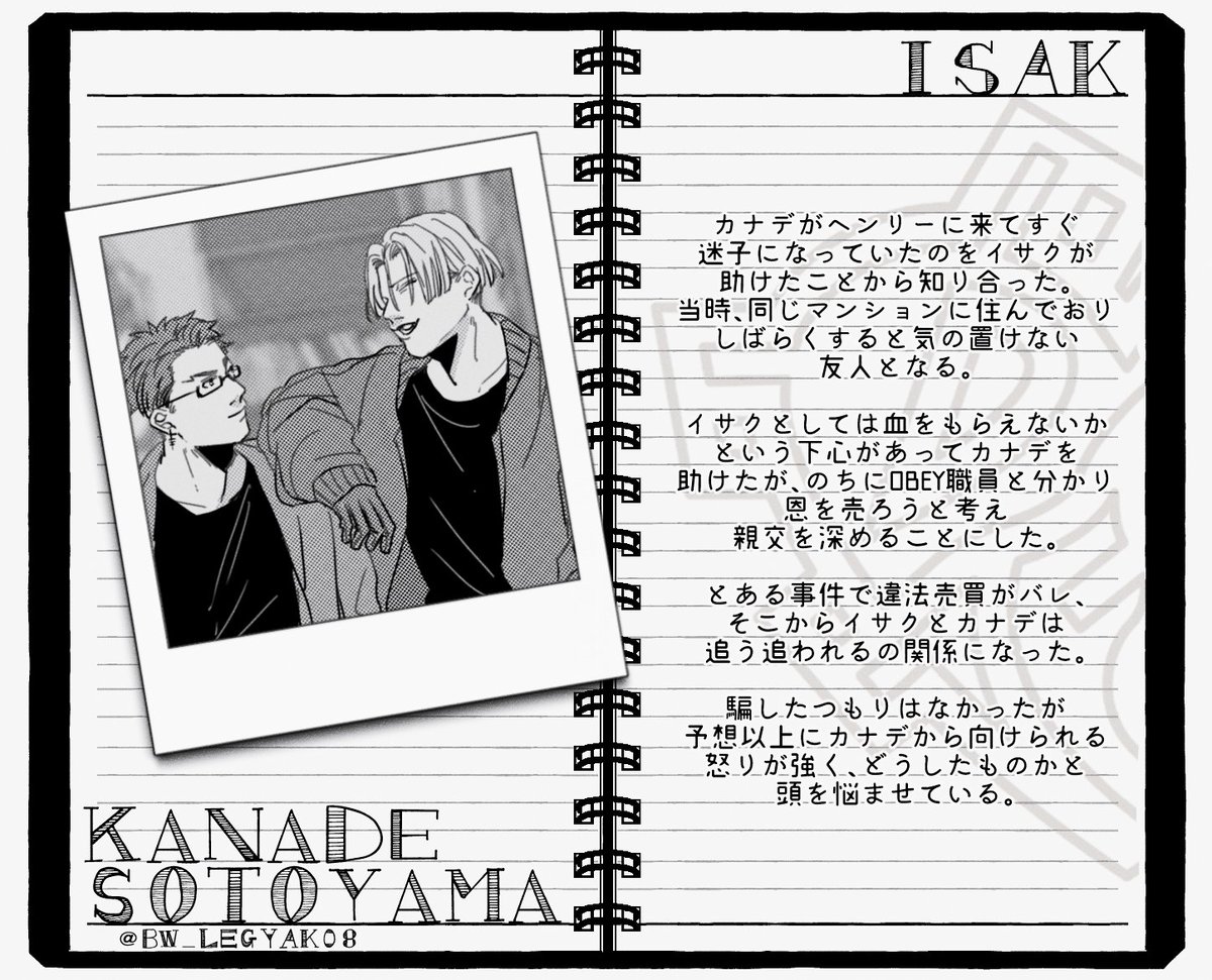 @BLOOD_WORKER 【関係/ISAK】
カナデくんとの、ここまでのまとめ!敬称略!

/カナデくん(@BW_legyak08) 