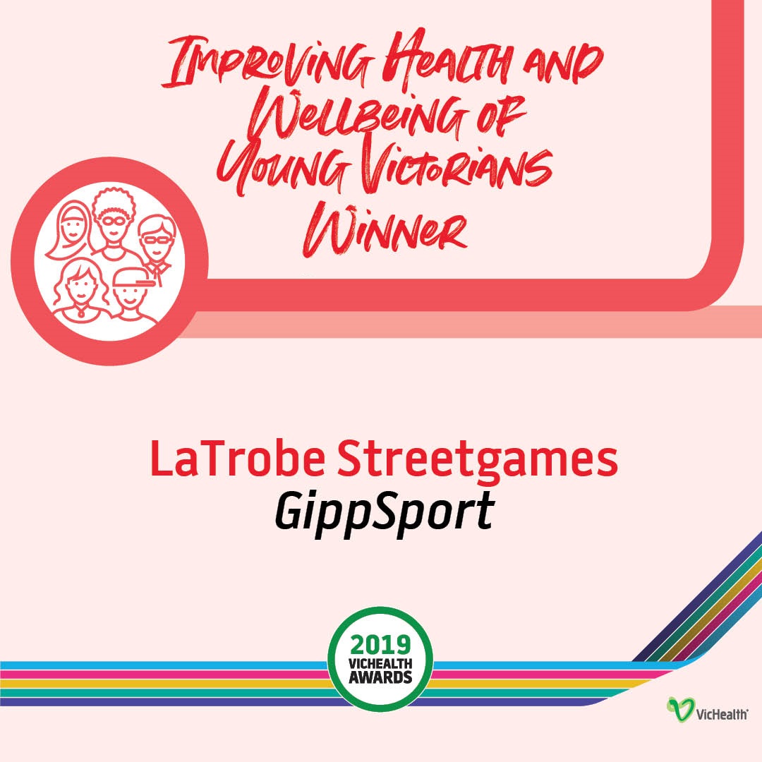 Congratulations <a href="/GippSport/">GippSport</a>, winner of our Improving the Health and Wellbeing of Young Victorians Award with LaTrobe Streetgames #VHawards