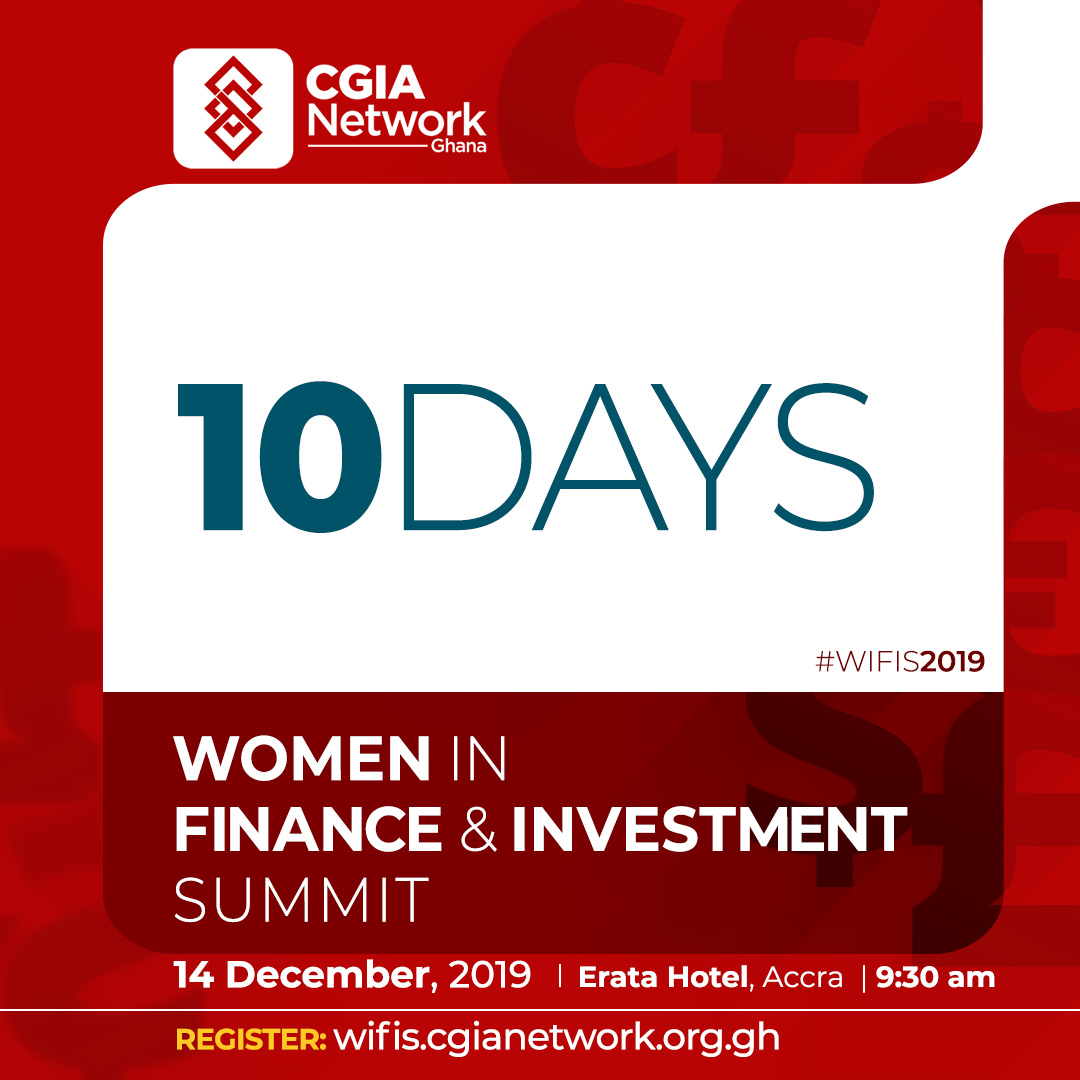cgiaghana's tweet photo. #10daysmore to #WIFIS2019
Join us in Accra, Ghana for the Women in Finance & Investment Summit 2019. REGISTER: https://t.co/4bU9KRgW1Q.ogh #cgiainstitute #cgianetworkghana #cgiaghana #finance #future #diversity https://t.co/4oV0PTHLs2