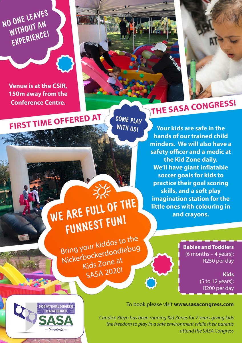 docanaesthetic's tweet image. For the first time, child care to be provided at  SASA Congress 2020. #SASA20
