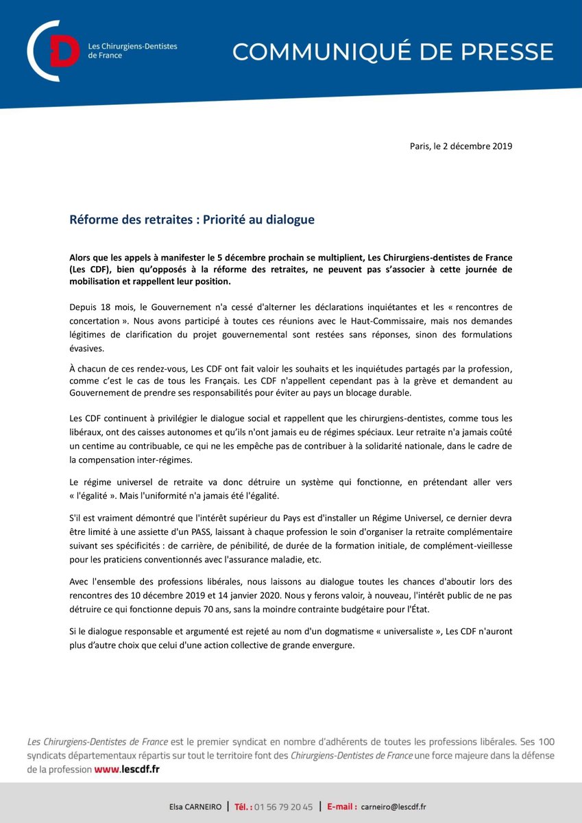 lescdf's tweet photo. 💬 Réforme des retraites : Depuis 18 mois, nous avons participé aux réunions avec @delevoye mais nos demandes de clarification sont restées sans réponses. Cependant, Les CDF n'appellent pas à la grève et demandent au Gvt 
de prendre ses responsabilités. 👉https://t.co/LDopaeE6B2 https://t.co/70rydXab4H