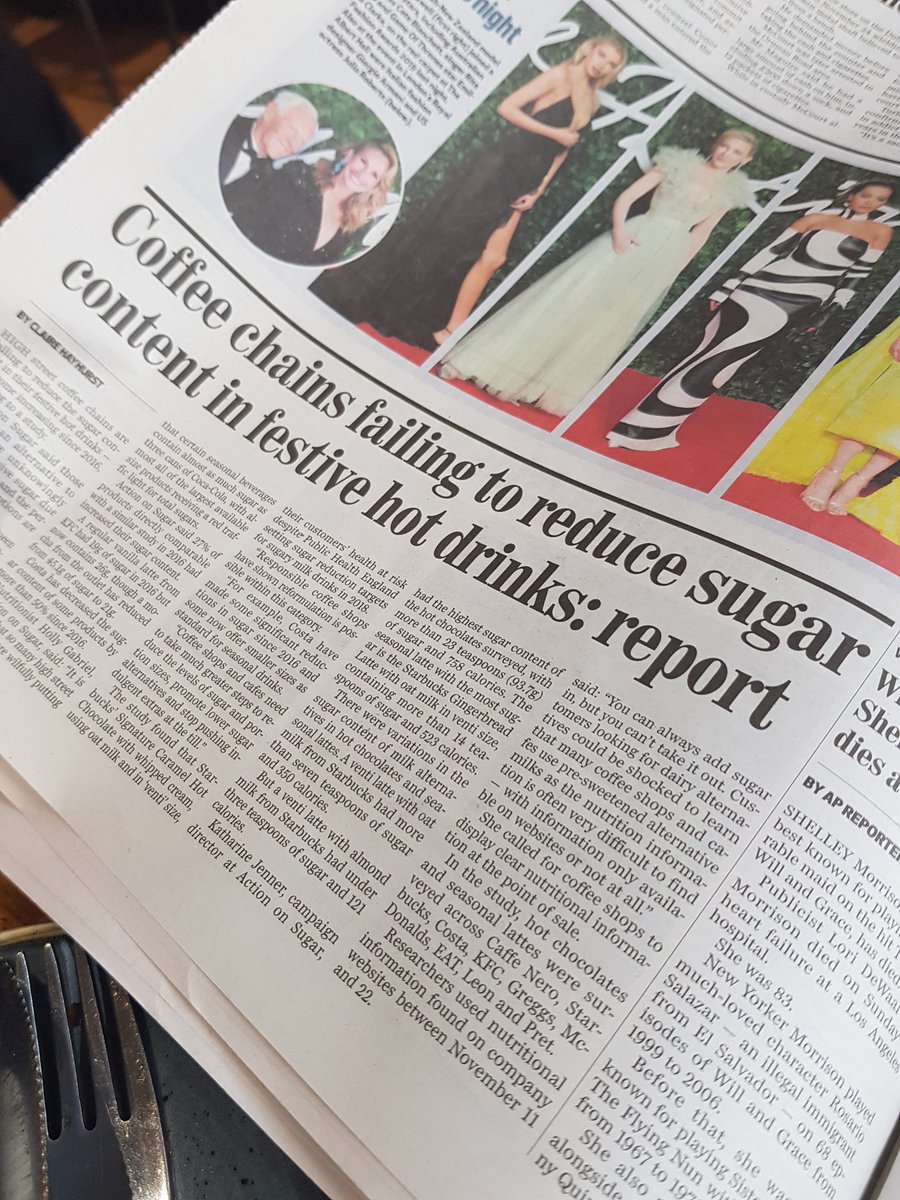 Coffee chains failing to reduce sugar in drinks and the first place that's mentioned is KFC... 🙄
And a venti Gingerbread latte with oat milk from Starbucks contains 14 teaspoons of sugar....another reason to support your local independent coffee shop.