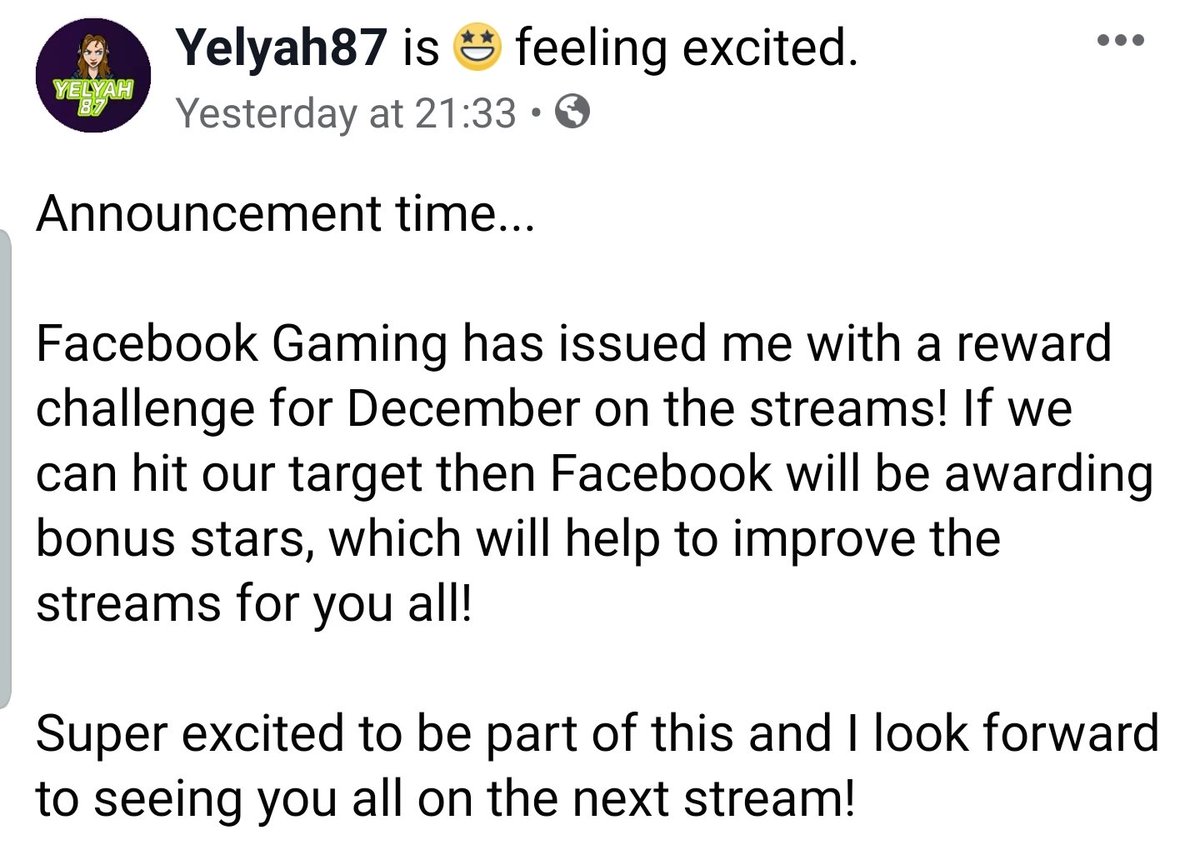 yelyah87's tweet photo. Announcement time!

#facebookgaming #facebookstreamer #milestonegoals #decemberchallenge https://t.co/oSJdUBc2UP