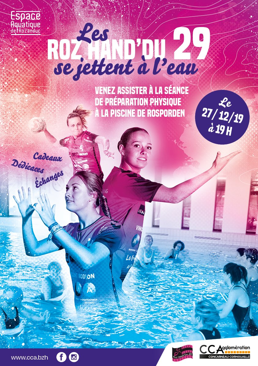 En partenariat avec la @com_cca29, venez assister à la séance de prépa physique de l'effectif national féminin.
RDV le 27/12 à 19h à l'espace aquatique de Rozanduc à Rosporden.
Au programme de la soirée :
- Cadeaux 🎁
- Dédicaces 🖊
- Échanges avec les joueuses 🗣