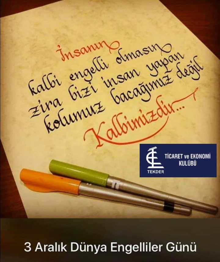 İnsanın kalbi engelli olmasın. Zira bizi insan yapan kolumuz bacağımız değil, Kalbimizdir. #3AralikDunyaEngellilerGunu kutlu olsun.