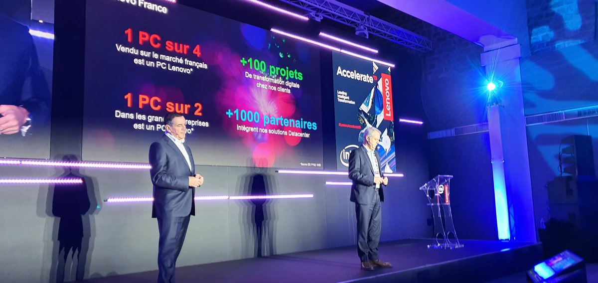 PhilipOldham's tweet photo. Our @lenovofr leaders Eric Lallier and José Rodrigues opening #lenovoaccelerate19 Paris to a packed crowd of customers! #wearelenovo https://t.co/AdcY2CLofq