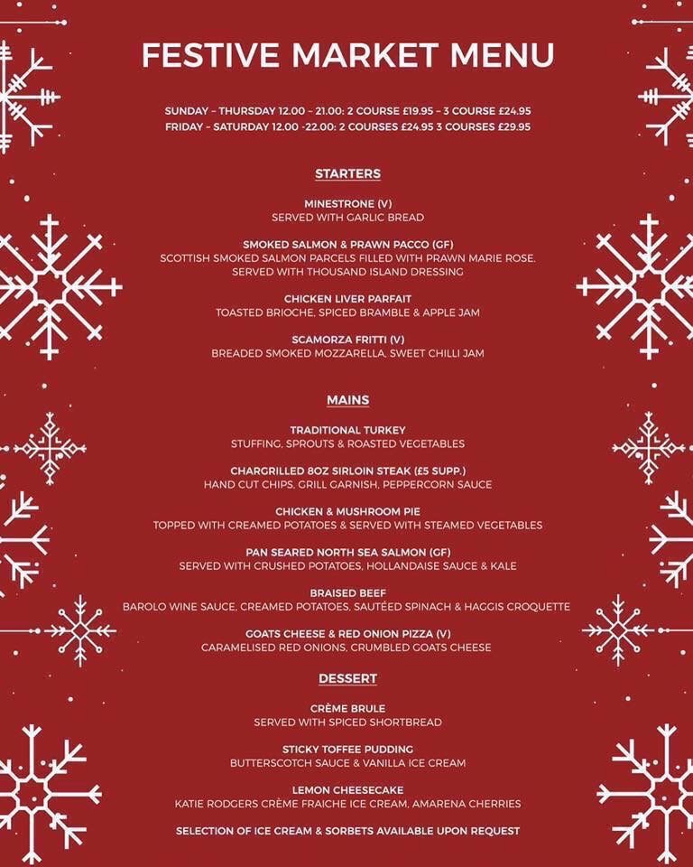 Our festive market menu is available daily! Why not treat yourself and pop in for a meal ♥️

To book a table call us on 01698 852722 
#december #festivefood #dineout #feelingfestive #bothwell