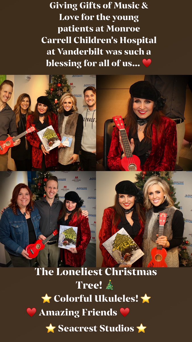 DeborahAllen3's tweet photo. Visiting #RyanSeacrestStudio #MonroeCarrellChildrenHospital #Vanderbilt wth #MamieShepherd #TheLoneliestChristmasTree #LiveStreamReading to the children #ThankU #ShaneFarmer #DebbieGaray #Ukuleles
#DeborahAllen #KathyAshworth #MusicAndArts #DavittAndHanser #REMRAFinc #2911Media https://t.co/gS8mVLI0Zh