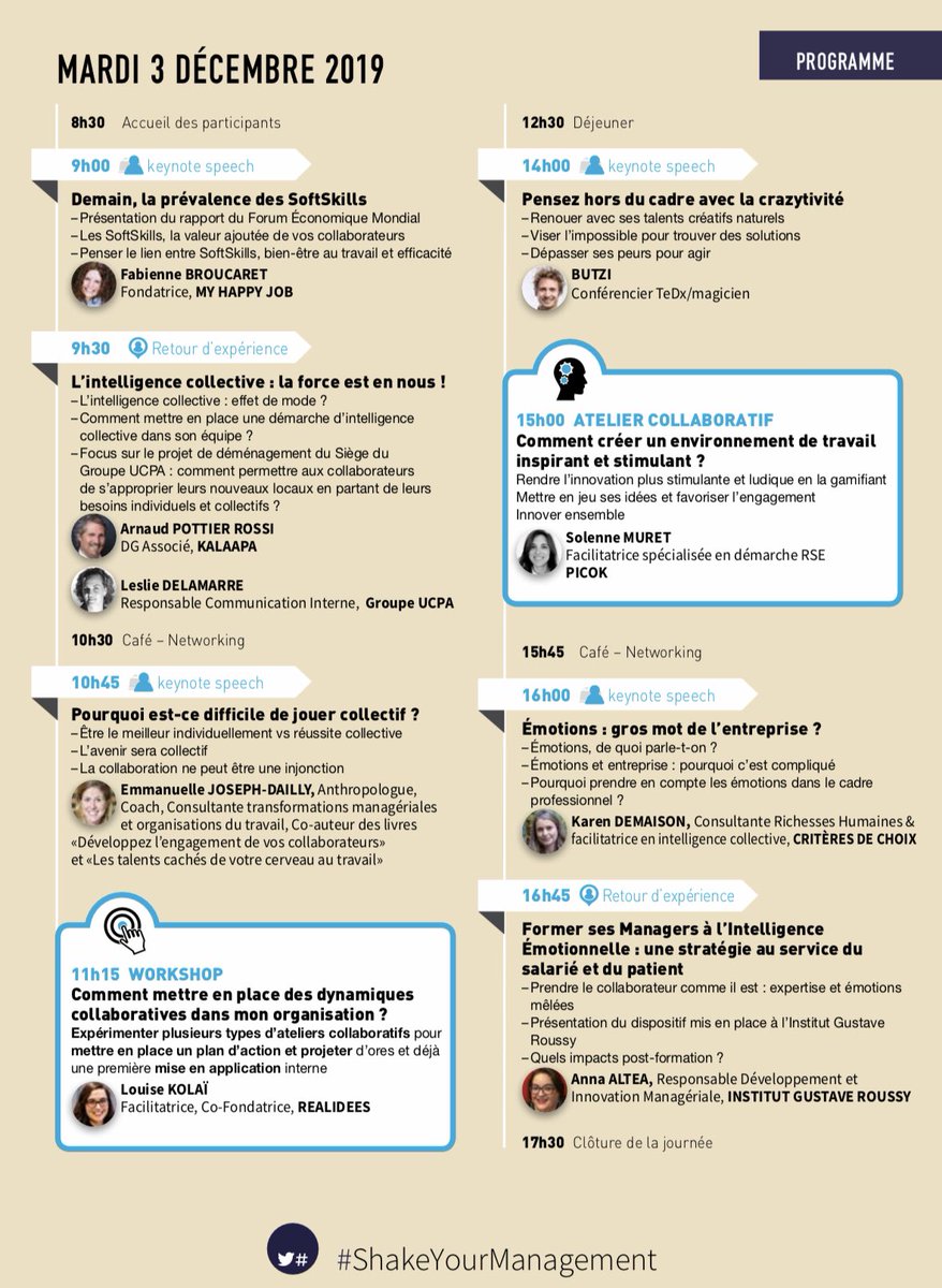 Karen_DEMAISON's tweet photo. Et c’est parti pour 2 jours !
🗣Ravie d’intervenir aujourd’hui au sein de ce panorama des innovations managériales ! #ShakeYourManagement https://t.co/lFXDbZlfR6