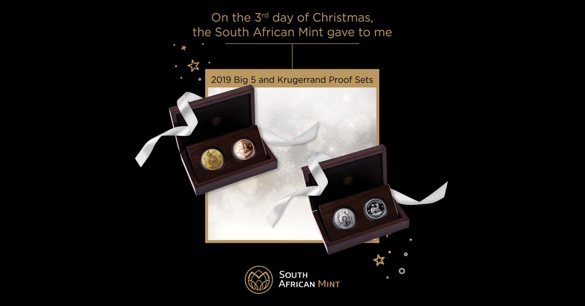 On the 3rd day of Christmas, the <a href="/SAMint/">SouthAfricanMint</a> gave to me, a symbol of majestic strength &amp; South African pride: the big 5 and Krugerrand coin set. Get these &amp; other collectables, and introduce someone to the satisfaction of coin collecting. bit.ly/34Dmtc6 #SAMint #Gifts #Xmas