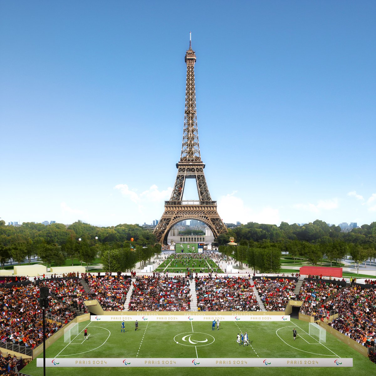 Paris2024's tweet photo. Performances exceptionnelles, lieux exceptionnels. La France fera de ses plus beaux monuments les terrains des épreuves des Jeux Paralympiques de #Paris2024. Même ambition, mêmes exigences,  les Jeux marchent par deux 🙌 https://t.co/9uIsxWE6ot