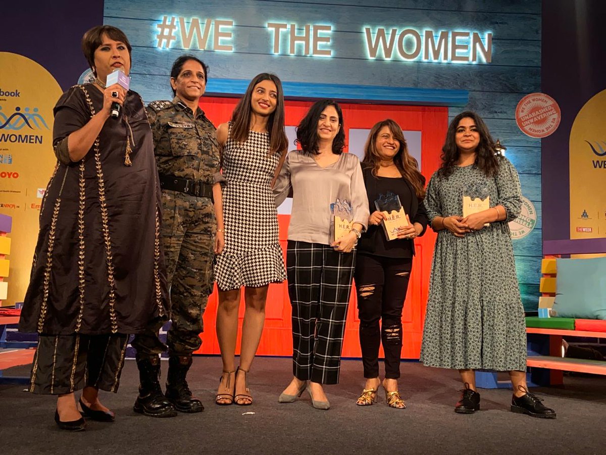 Power Icon @rohiniyer takes center stage with @radhikaOfficial, @Ashwinyiyertiwari, and #MonikaShergill as they talk about ambitious women scripting an exemplary future. The women were honored with the H.E.R award by DIG Nitu Bhattacharya for being an inspiration to many others.