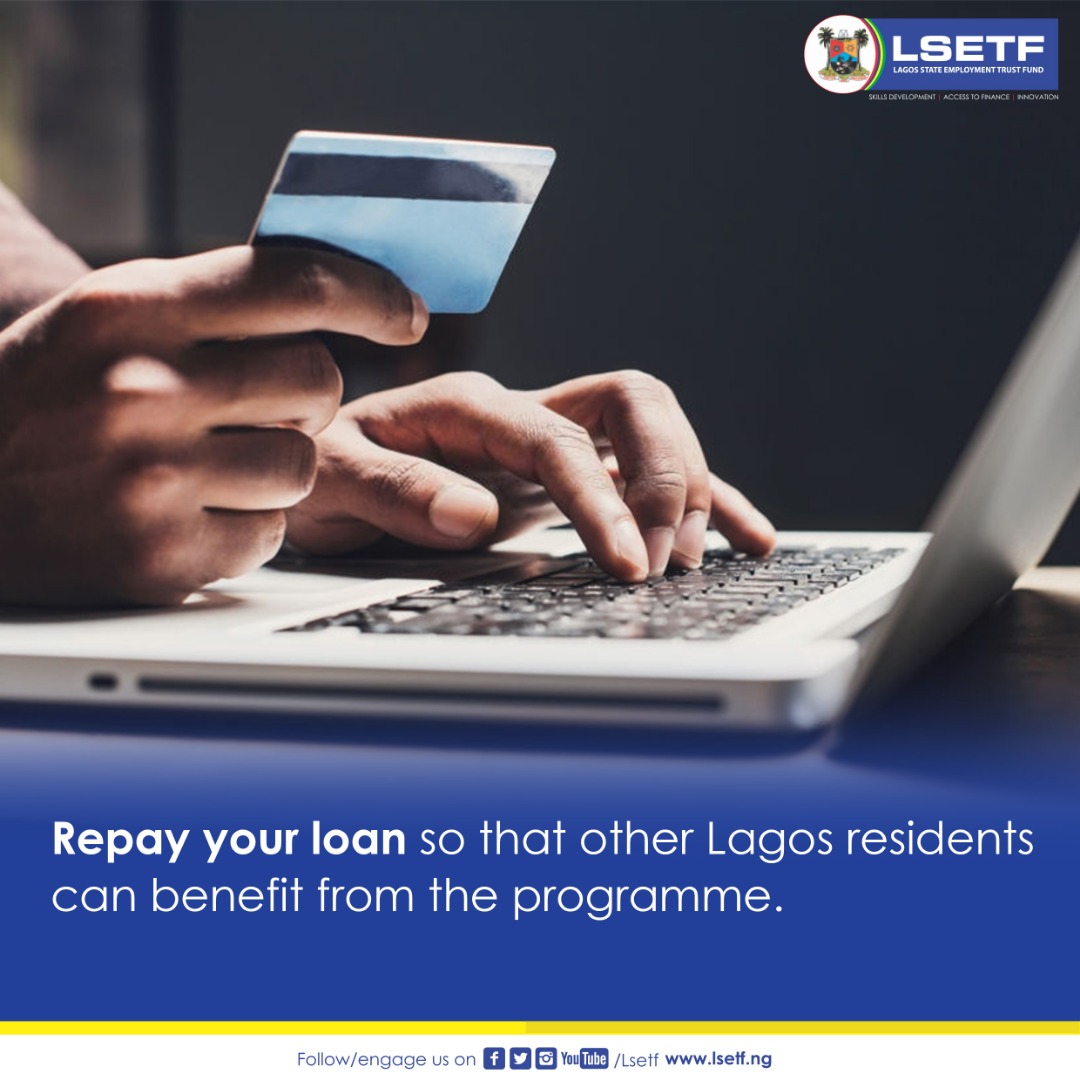 LSETF's tweet photo. Other Lagos State residents deserve to benefit from the LSETF loan programme.
Are you defaulting in your loan repayment? Be Your brother/sister's Keeper and Clear Your Outstandings!
#payup #lsetf2019 #entrepreneur #lsetfaccesstofunding #accesstofinance #loanrecovery #repayment https://t.co/BeNs07PoPo