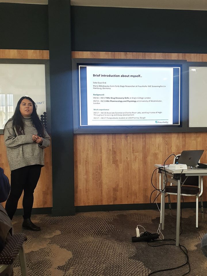 DRIVEAutophagy's tweet photo. Fellow Saba Ezazi Erdi presenting on the topic: "Identification and validation of small molecule modulators of autophagy" at the DRIVE Autophagy annual meeting https://t.co/PhxRlU0Jpy