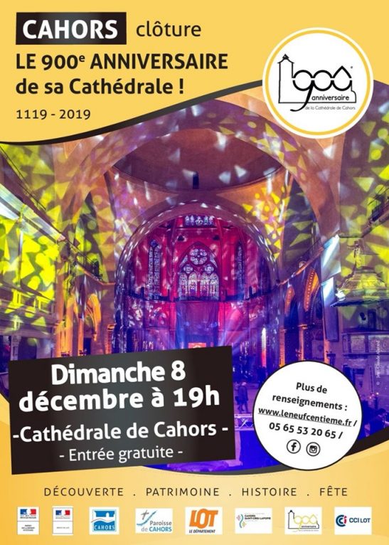 Cathedrale46000's tweet photo. 📅Dans le grand week-end de clôture du jubilé est prévue une soirée festive organisée par l'association des 900 ans à 19h dans la cathédrale le dimanche 8 décembre ! #SaveTheDate #Evenement #Jubile #900ans #Cahors https://t.co/7RZv9e70YJ