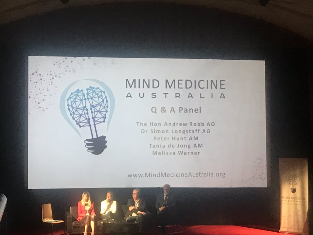 A new paradigm for mental health? A panel composed of the Hon Andrew Robb AO, Dr Simon Longstaff AO,Peter Hunt AM, Melissa Warner and <a href="/TaniadeJong/">Tania de Jong</a>  is discussing “Trip of Compassion: A window into psychedelic-assisted psychotherapy”. Check MindMedicineAustralia.org for more info!