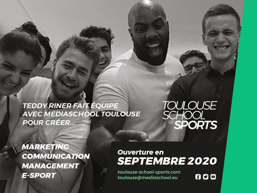 CaubetCarole's tweet photo. Toulouse School of Sports du groupe @MediaSchoolGr @FranckPapazian, créée avec @teddyriner arrive à Toulouse! Pour tout savoir sur nos formations en #communication #digital #eSports #management #marketing sportifs, RDV au Salon Infosup Toulouse stand 2E.133 dès demain mercredi!😉 https://t.co/zOxDdTpGde