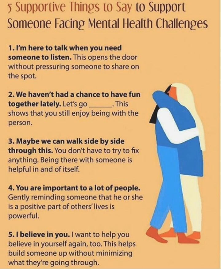 charisorg's tweet photo. 5 supportive things to say to support someone facing mental health challenges. Via @mental_health_apparel 
#SupportDon'tPunish #SelfSupport #SelfCare #PostiveMindset #Hope #Recovery #Selflove #MentalHealth #MentalHealthAwareness #SuicidePrevention #StopTheStigma #CharisHealthcare https://t.co/OjTHDXYXW1
