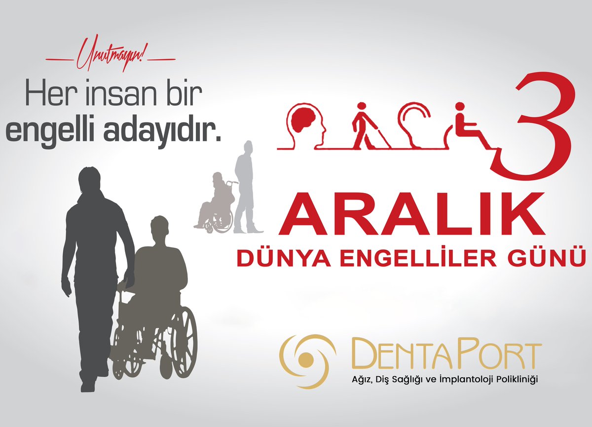 Her insan bir engelli adayıdır. #3AralıkDünyaEngellilerGünü #EngellilerGünü #DentaPort

🌐 dentaport.com.tr