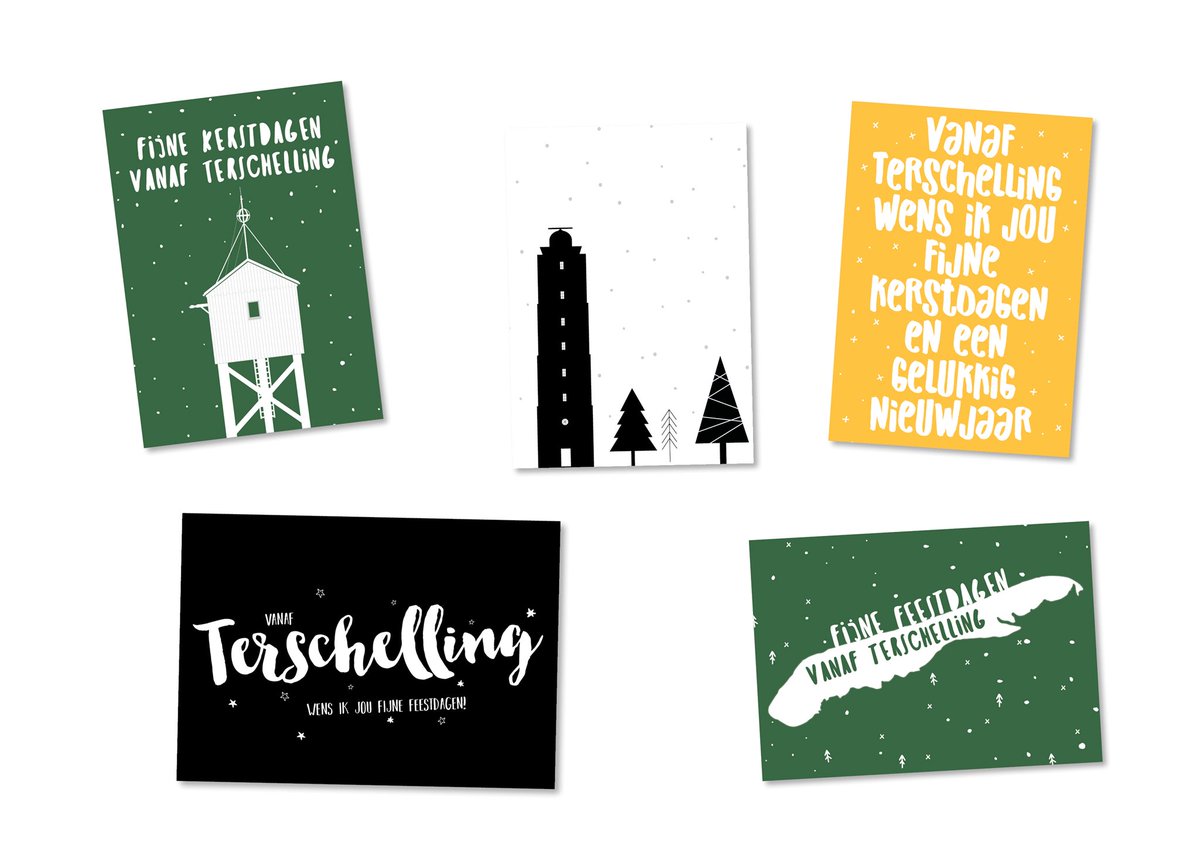 Wat vind jij van deze ‘vers van de pers’ kaartjes? Ze zijn aanstaande zaterdag te koop op de kerstmarkt in West. Wees er snel bij want de voorraad is maar beperkt! 🌲☃️ #Terschelling