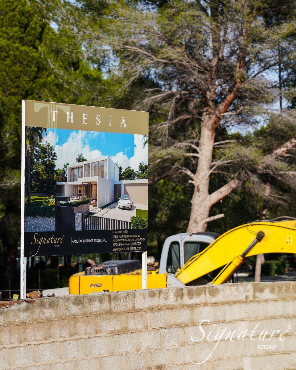 SignatureEstate's tweet photo. Ground works start in THESIA - Sta. Ponsa.  The same as our recently sold modular project, GREGAL, this property is located in a quiet cul-de-sac, with a surface of 1300 SQM for the plot and 400 SQM living space, 4 bed/3 bath.
#signaturegroupmallorca #manufacturerofexcellence https://t.co/ZTjwJV25B1