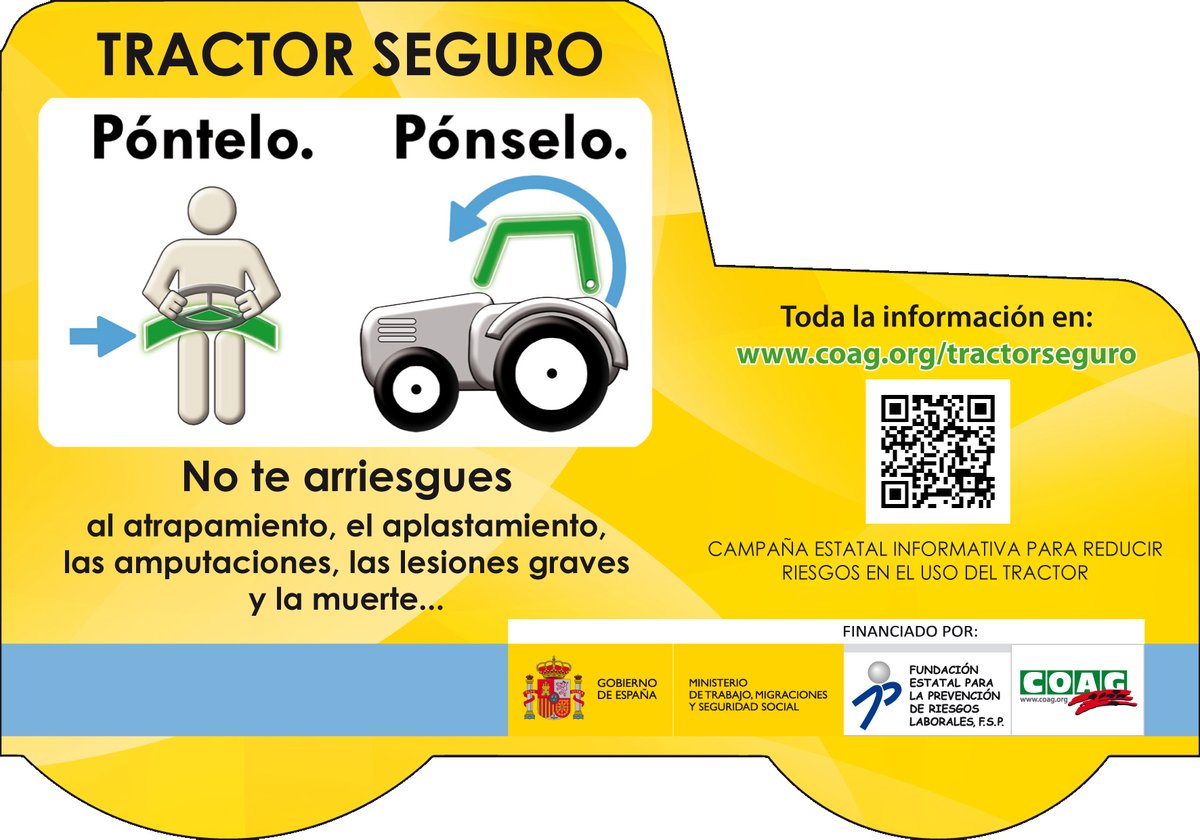 La_COAG's tweet photo. 🔴 Cada, año 82 agricultores/as mueren en accidente laboral, en la mayoría de los casos por vuelco del tractor.
🟢 El 99% de las muertes se podrían evitar con arco de protección + cinturón de seguridad
✅ Iniciamos campaña divulgativa #TractorSeguro 👇
https://t.co/7Rj3e5l1Qo https://t.co/f1GYUOdYcw