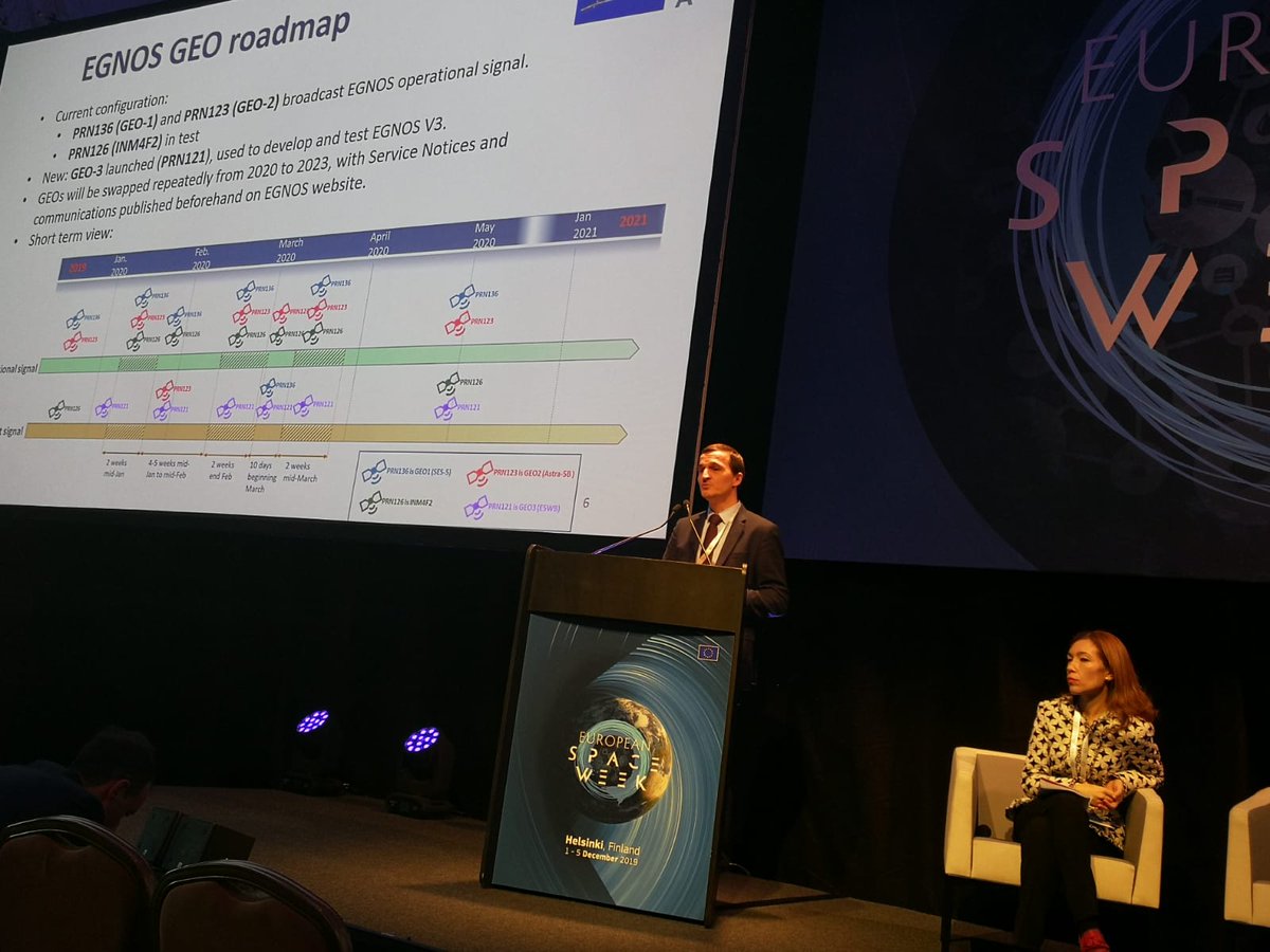 EU4Space's tweet photo. @EGNOSPortal @ESSPSAS @EU_Growth @spaceopal @PierluigiFedel5 @Leonardo_IT @Leonardo_live @LDO_Space @telespazio @DLR_en @DLR_de @EU_Commission @SARGalileo "The future is EGNOS V3 with #dualfrequency and #multiconstellation, yet we keep expanding the services, coverage and performance of the current EGNOS V2." - @EU_GNSS Vincent Brison.
#EUSW2019 #EU2019FI #EUSpace
https://t.co/PoqWalt1Pq https://t.co/9Ic0pJftpS