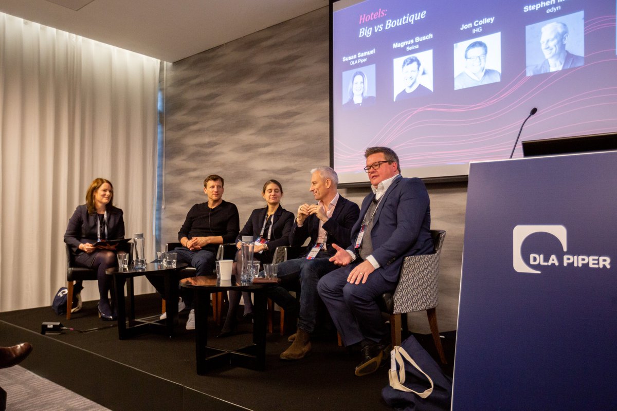 susan_samuel's tweet photo. Our #hotel "Big v Boutique" panel in action from the #DLARESummit - great spectrum of #hoteloperator models and the funder's perspective as well @DLARealEstate https://t.co/GOLJNESd3F