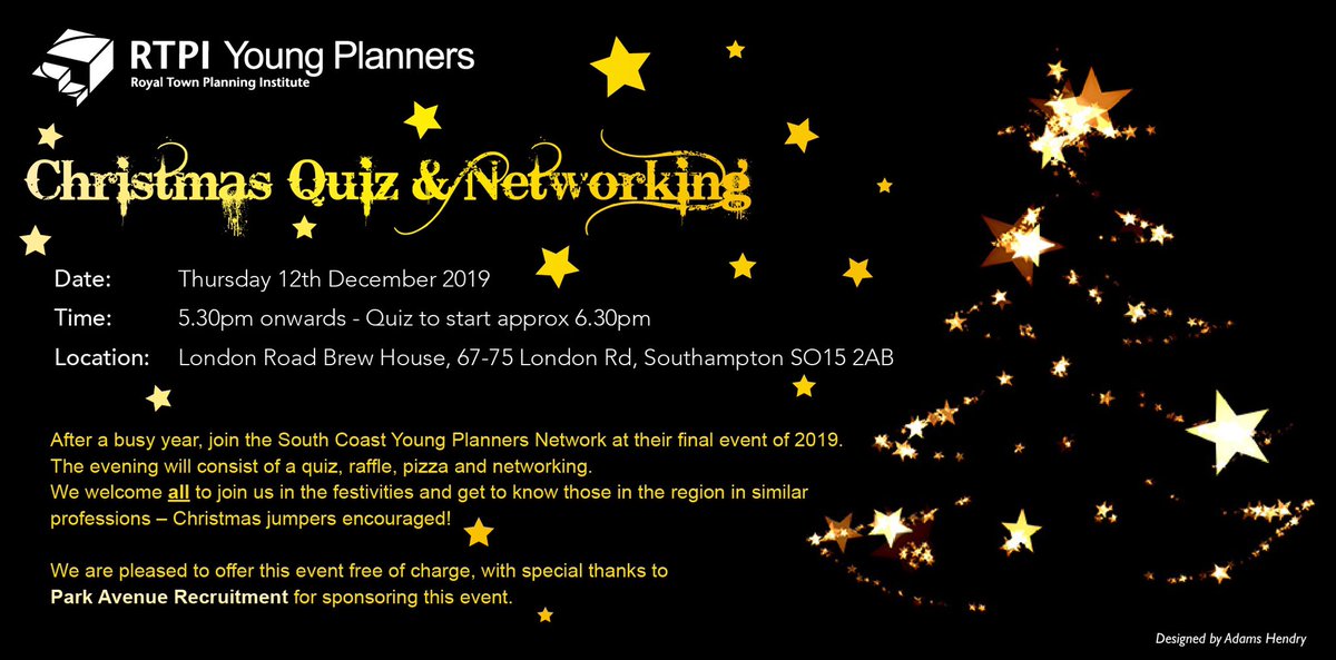 RTPISCYPN's tweet photo. Come and join us for our Christmas quiz & networking next week! Kindly sponsored by @ParkAvenueRec ✨ #scypn #christmas #southeast https://t.co/APjua85W9m https://t.co/YDx7lYebZM