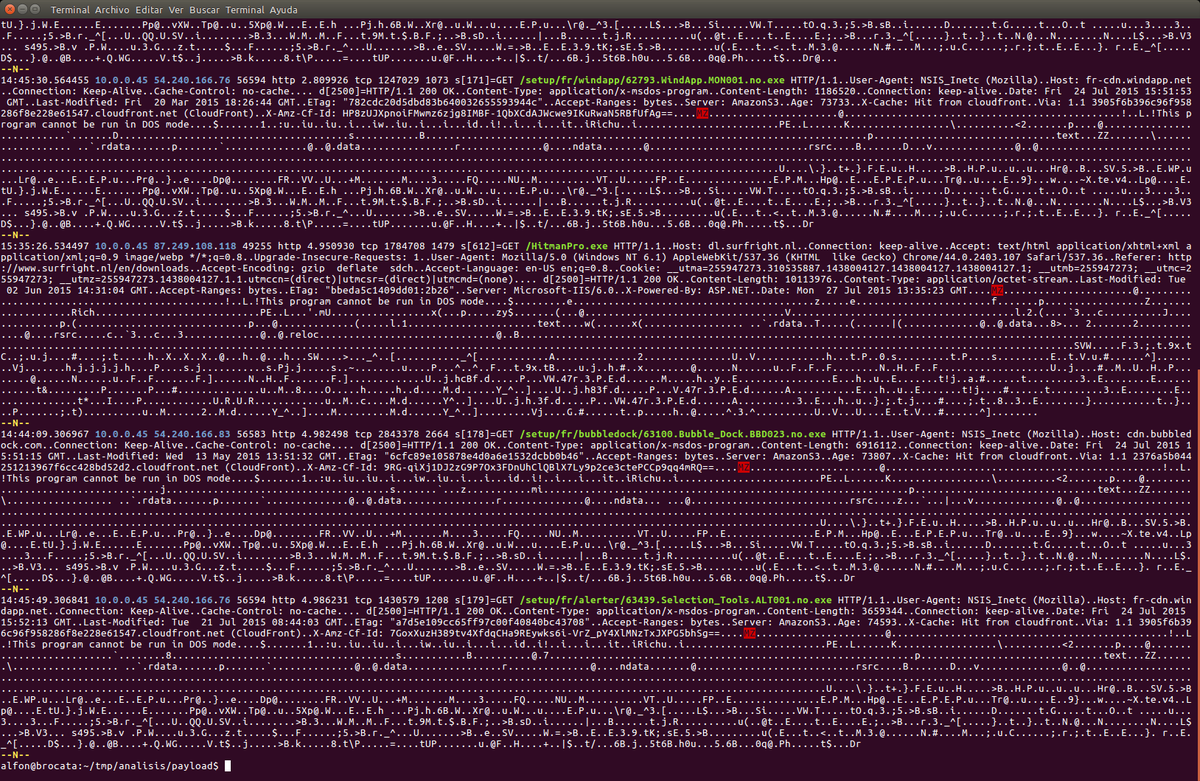 seguridadyredes's tweet photo. #Argus. Identificando payloads mediante filtros con #pawk. Volcando de forma independiente los payloads a archivo con #csplit.

#pawk '/DOS mode/ f[0:]' -F, -L '\n--N--\n'|csplit - -f payload_ -n1 '/--N--/' {*}|wc -l >count;seq 0 $(cat count)|sed '$d'|xargs -I{} cat payload_{} https://t.co/9RgwDJE8f0